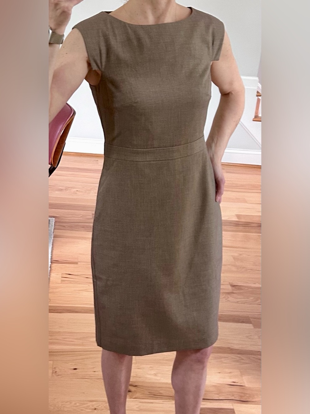 NWT Ann Taylor Taupe Brown Cap Sleeve Sheath Dress